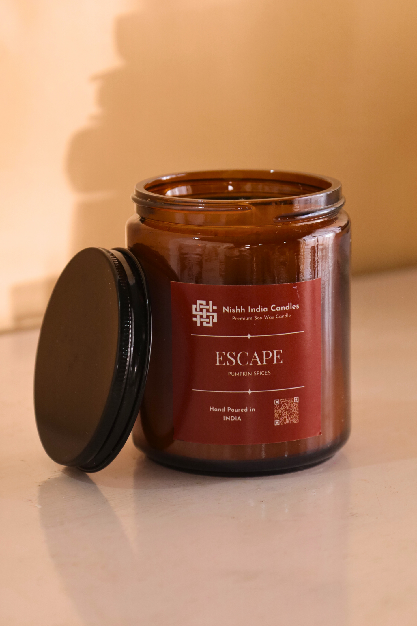 ESCAPE | Amber Jar Handcrafted Candle in PUMPKIN SPICE Fragnance