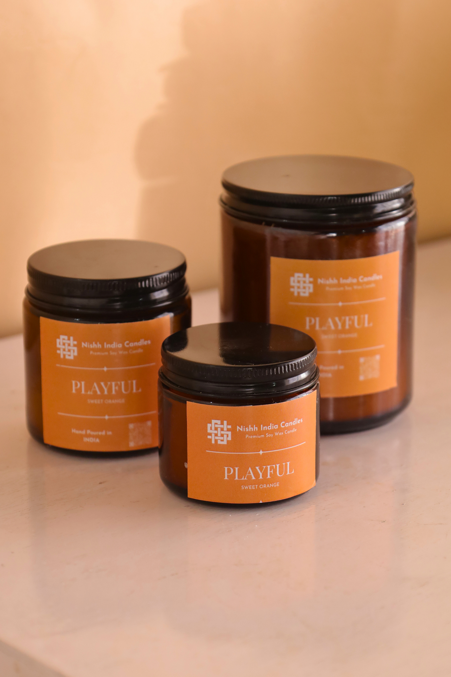 PLAYFUL | Amber Jar Handcrafted Candle in SWEET ORANGE Fragnance