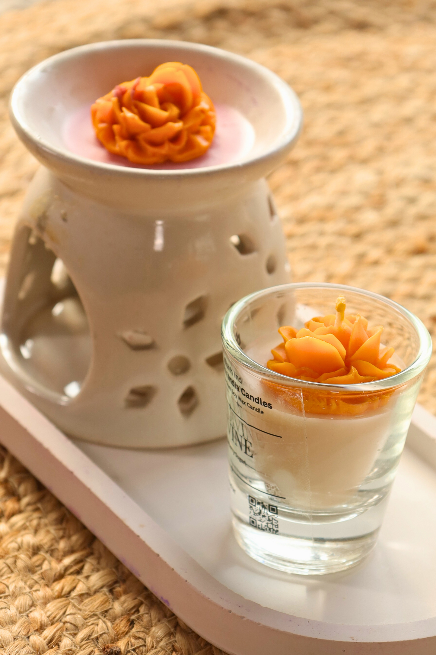 NOOR | Scented Shot Glass Candle with Rose Flower