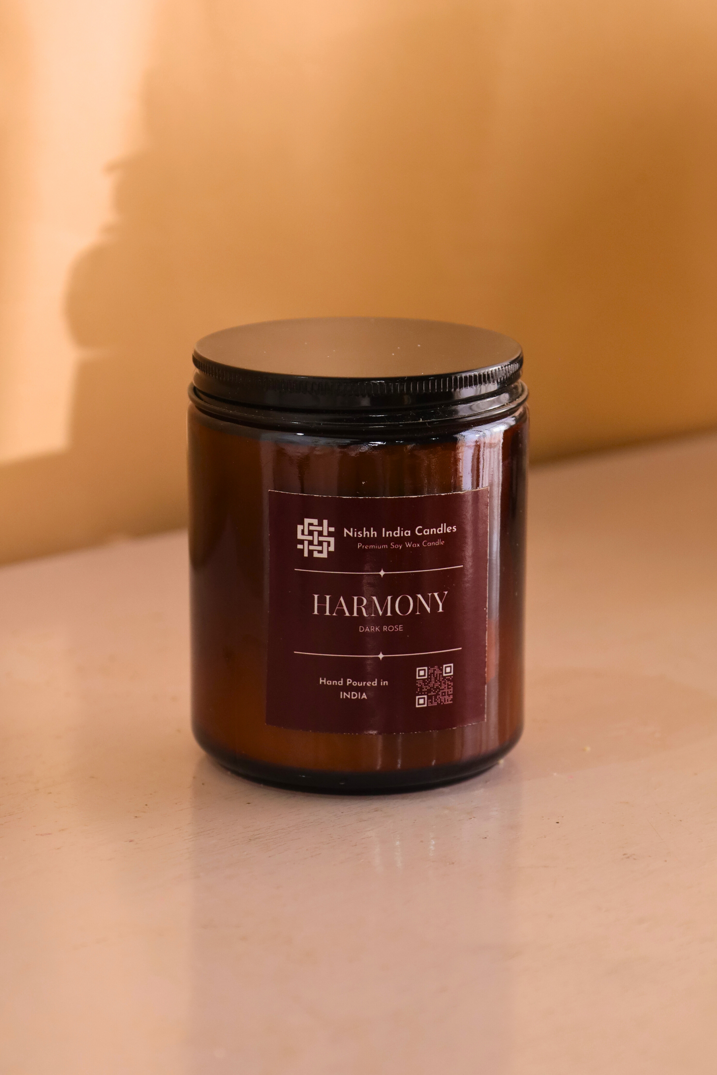 HARMONY | Amber Jar Handcrafted Candle in DARK ROSE Fragnance
