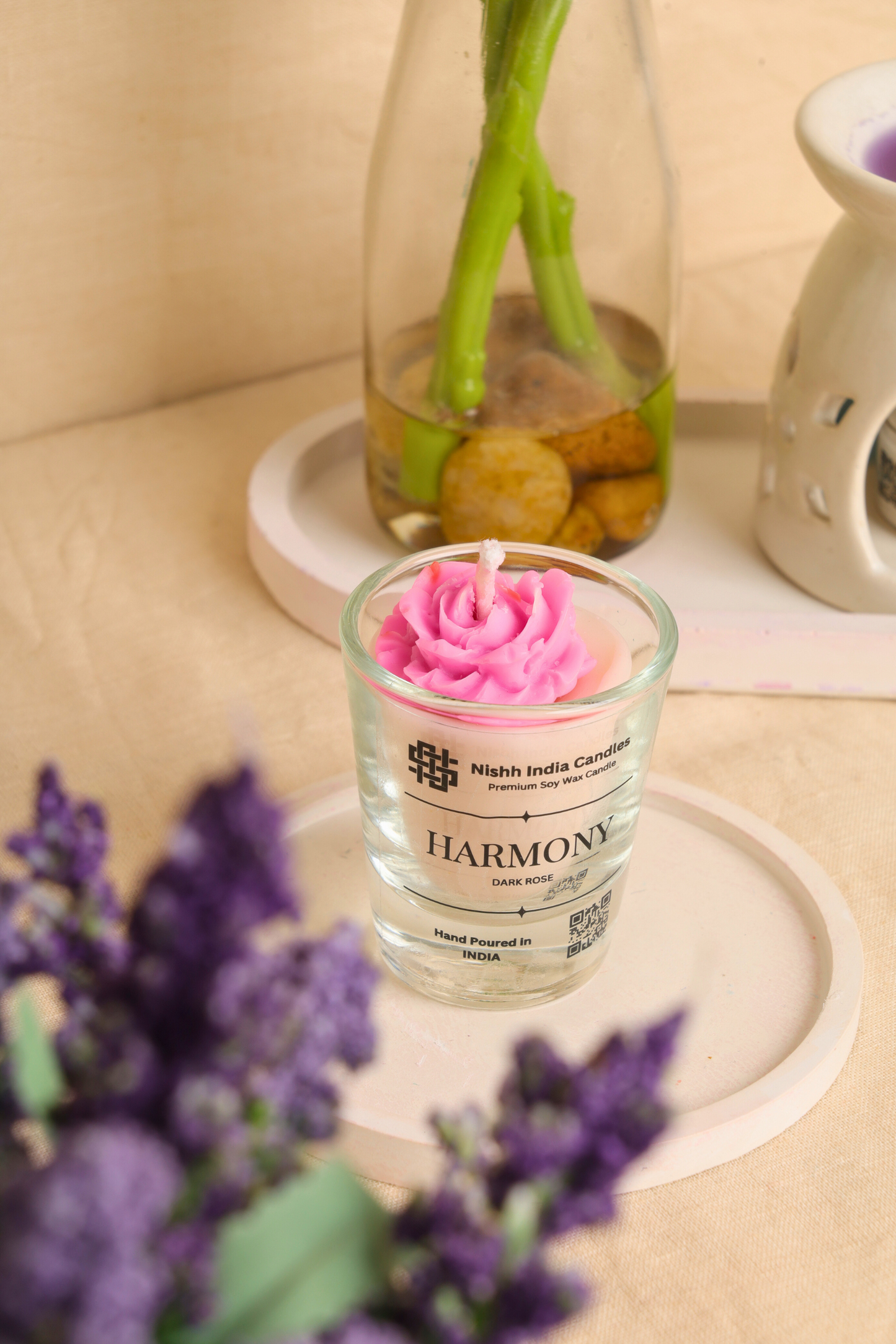 NOOR | Scented Shot Glass Candle with Rose Flower