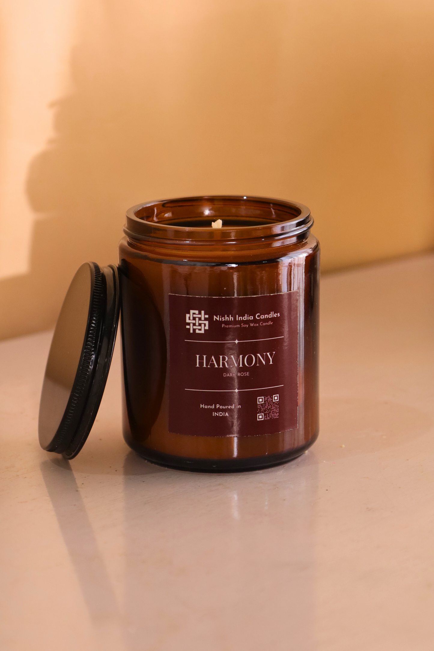 HARMONY | Amber Jar Handcrafted Candle in DARK ROSE Fragnance