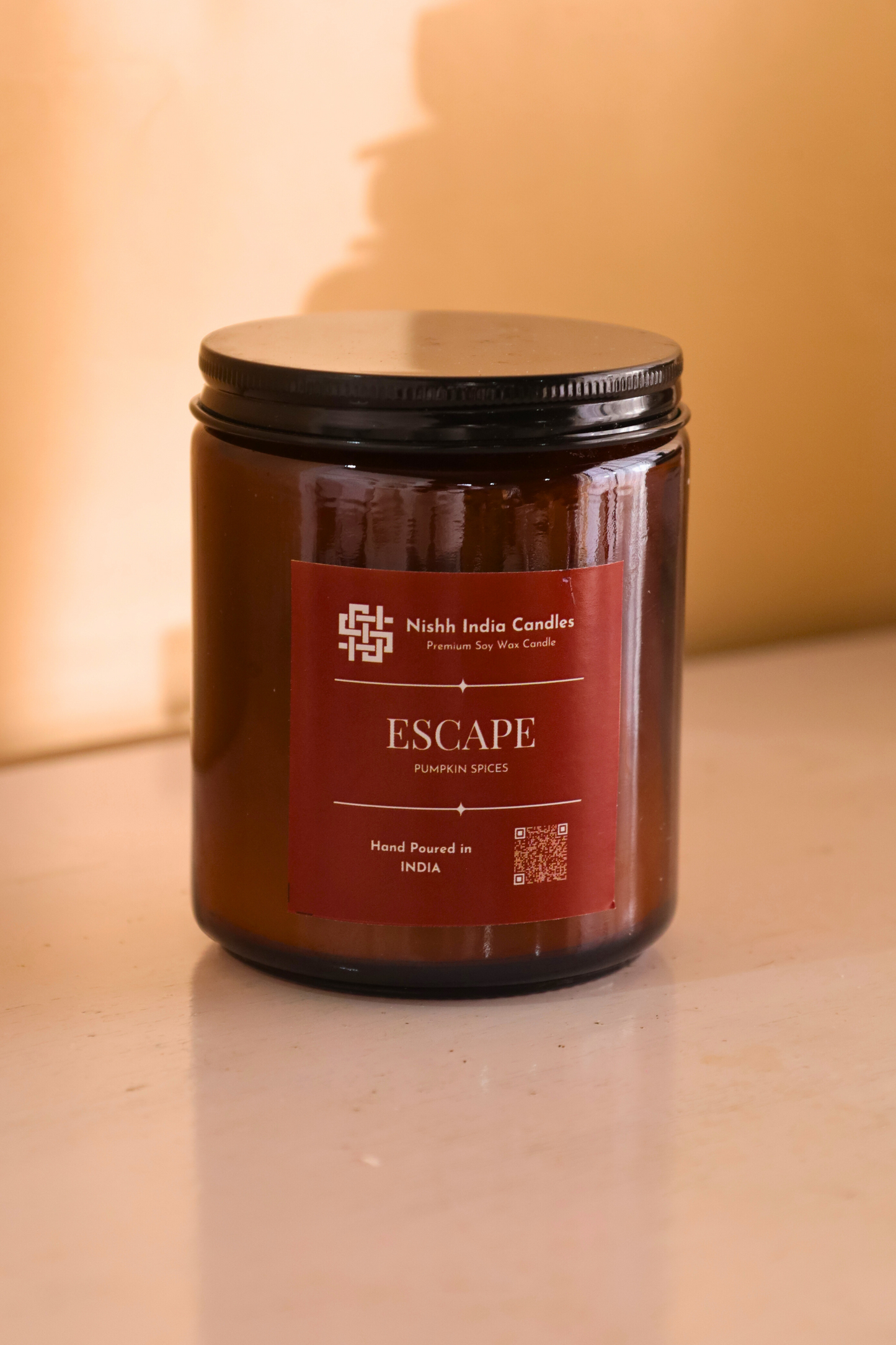 ESCAPE | Amber Jar Handcrafted Candle in PUMPKIN SPICE Fragnance