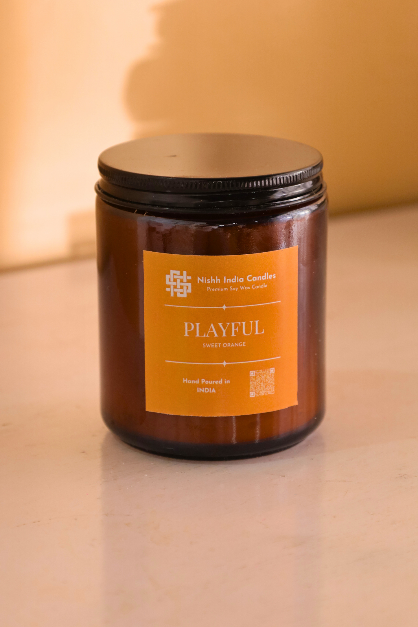 PLAYFUL | Amber Jar Handcrafted Candle in SWEET ORANGE Fragnance