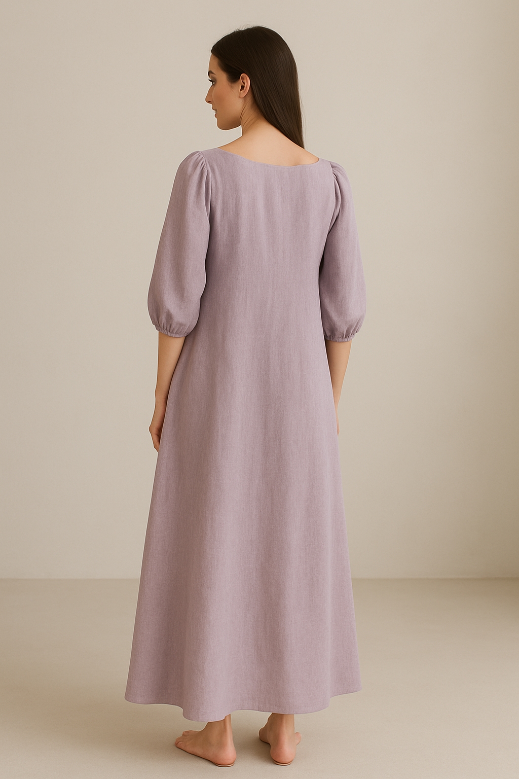 ELOWEN | Pleated Linen Maxi Dress