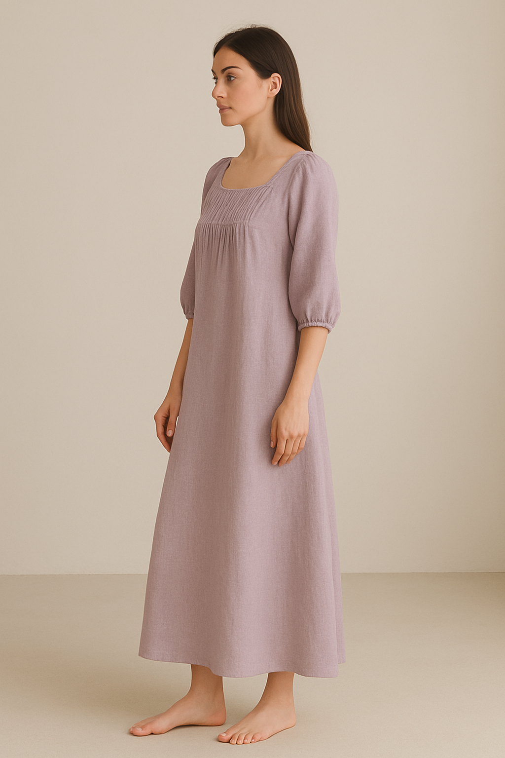 ELOWEN | Pleated Linen Maxi Dress