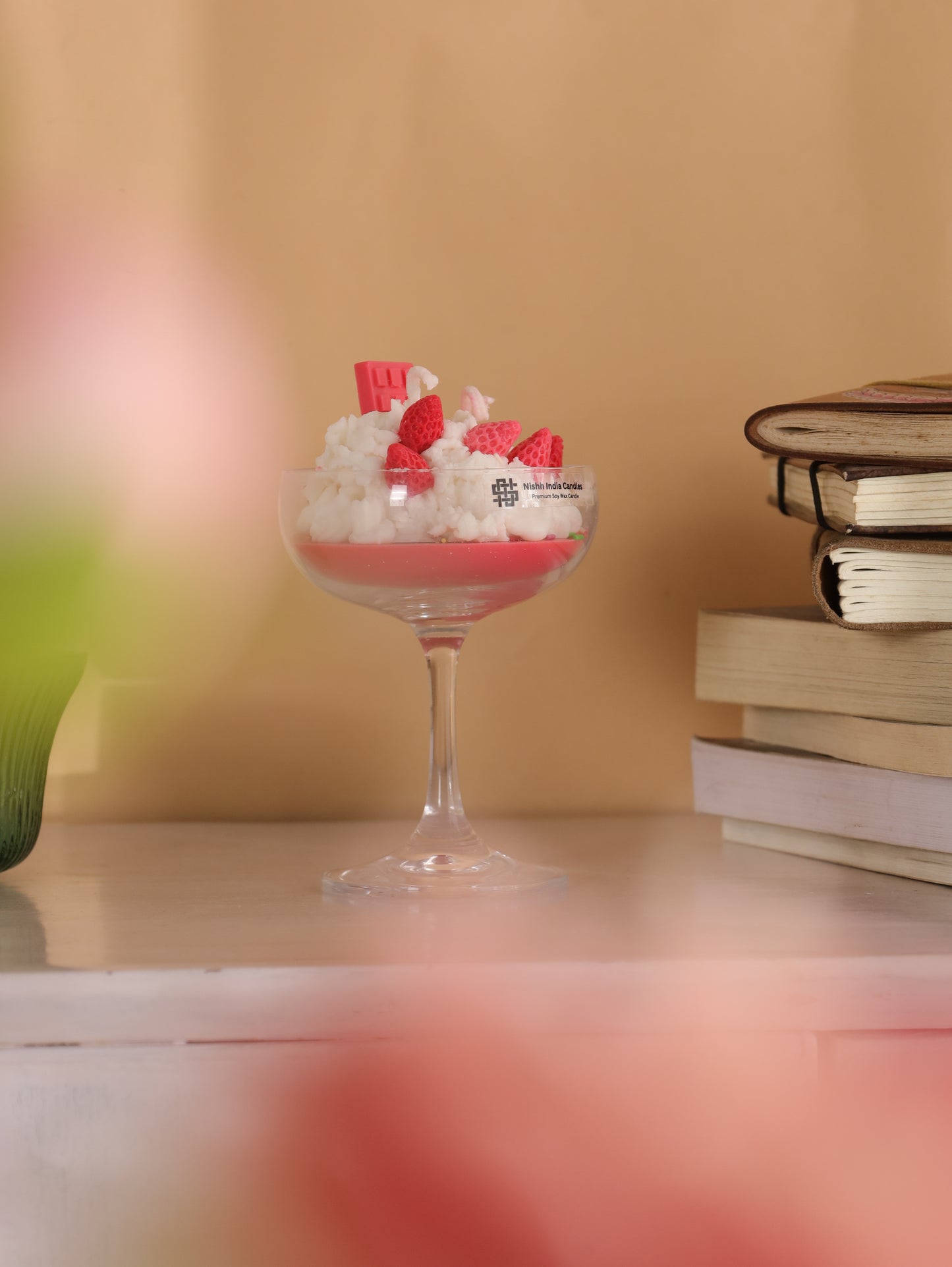 Handcrafted STRAWBERRY FUDGE Scented Martini Candle