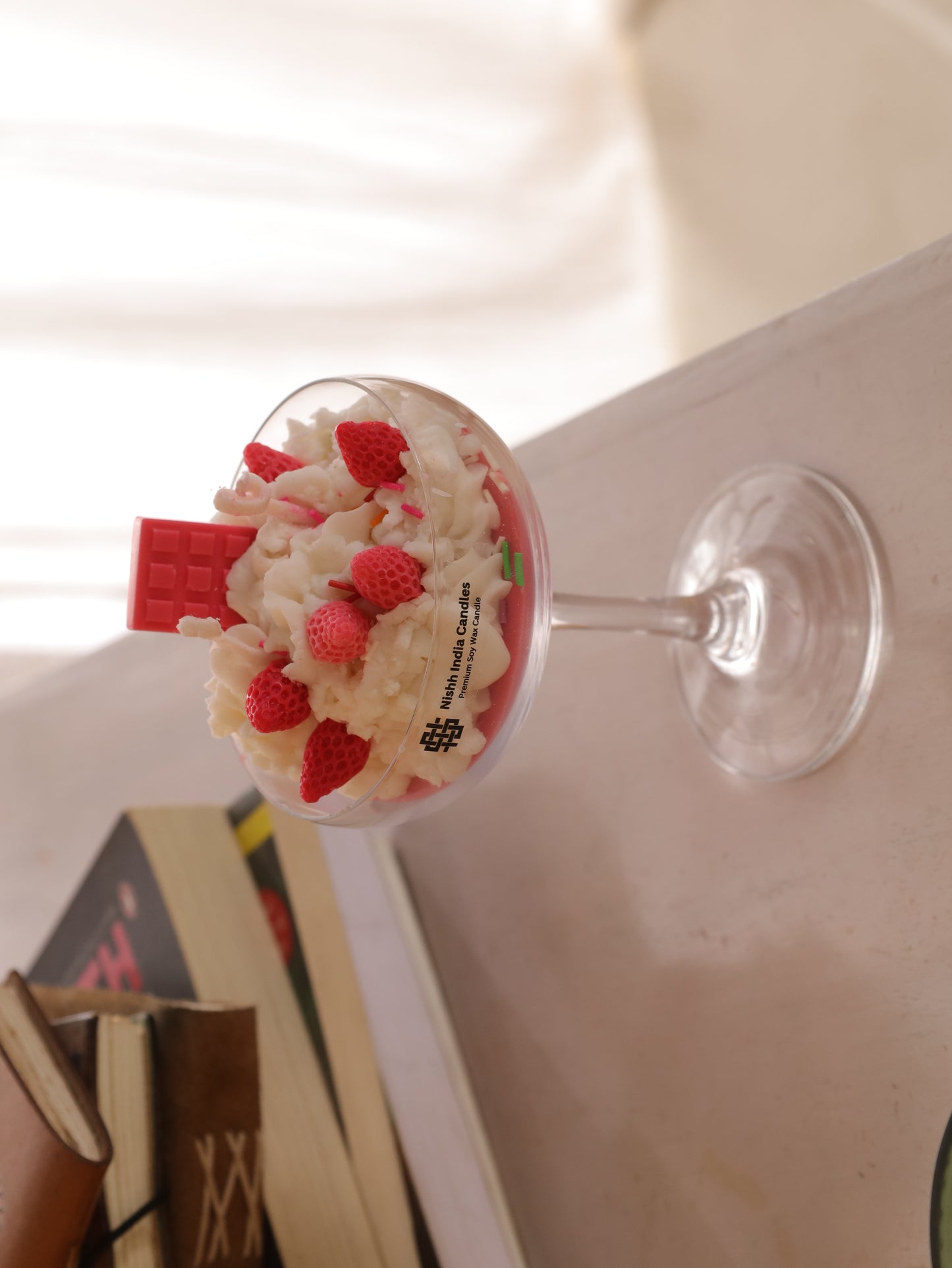 Handcrafted STRAWBERRY FUDGE Scented Martini Candle