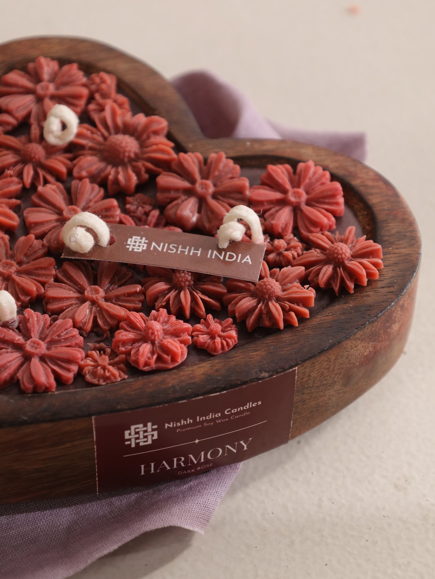 AMBER | Handcrafted Wooden heart Scented candle