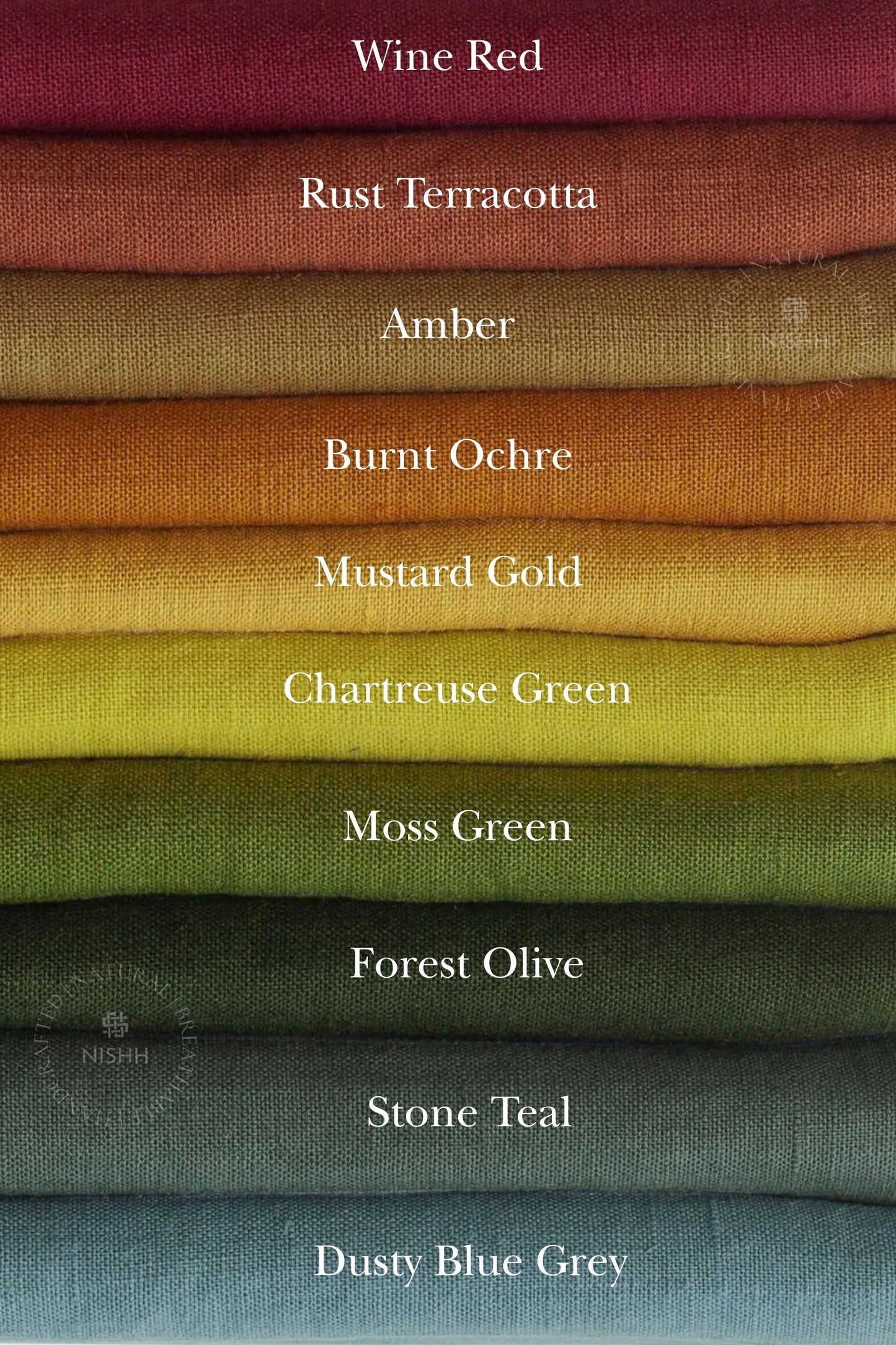 Premium linen fabric colour swatch displaying natural fibres and woven texture for handcrafted curtains, drapes, and window furnishings