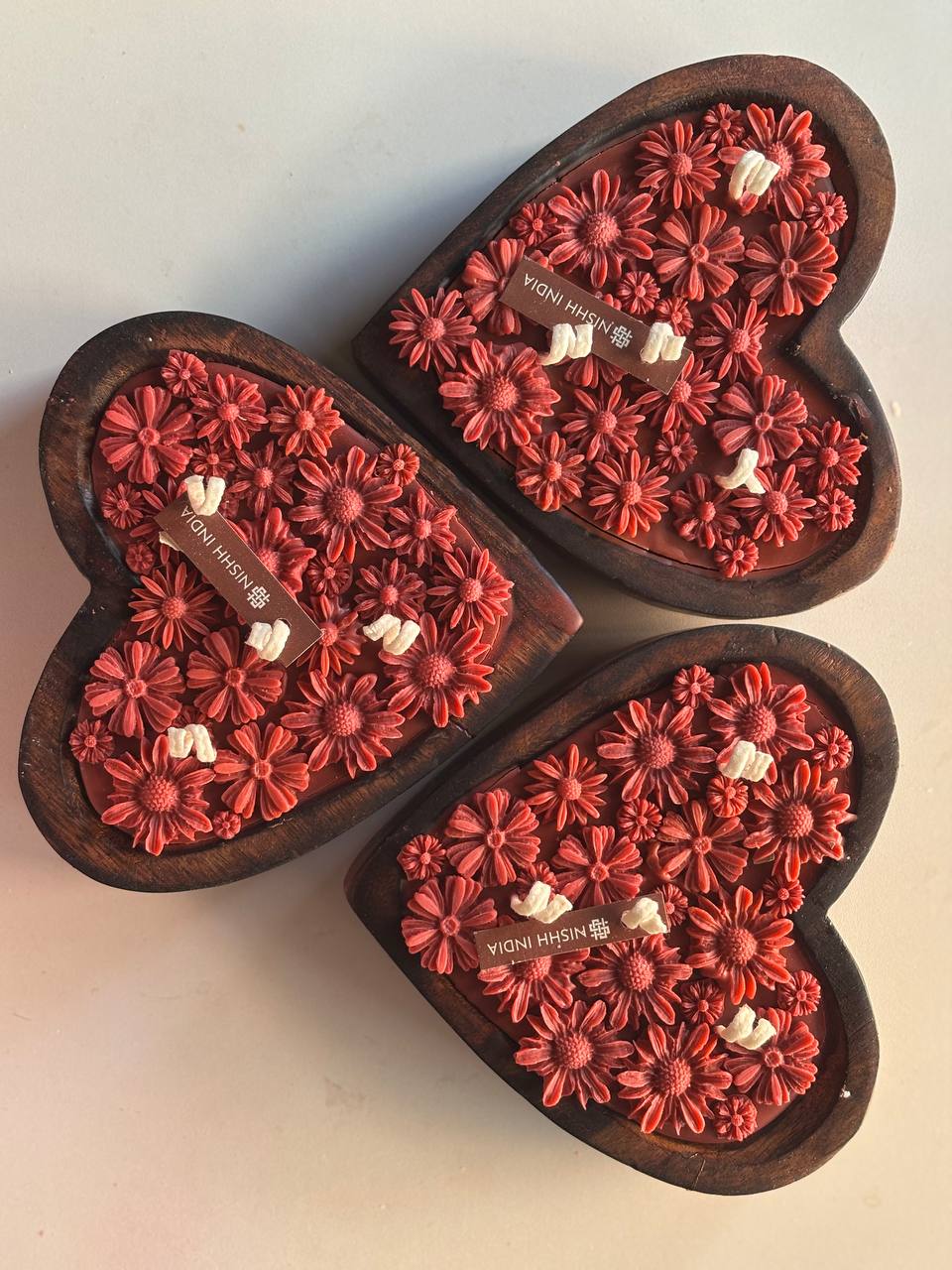 AMBER | Handcrafted Wooden heart Scented candle