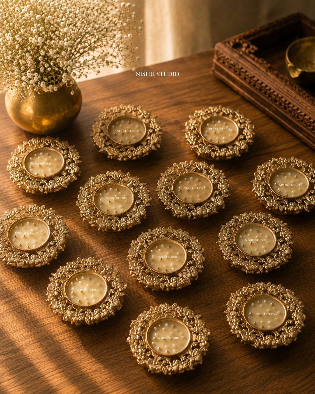 Pushpanjali Urli Candle | Handcrafted Floral Diya Candle with Gold & Pearl Detailing