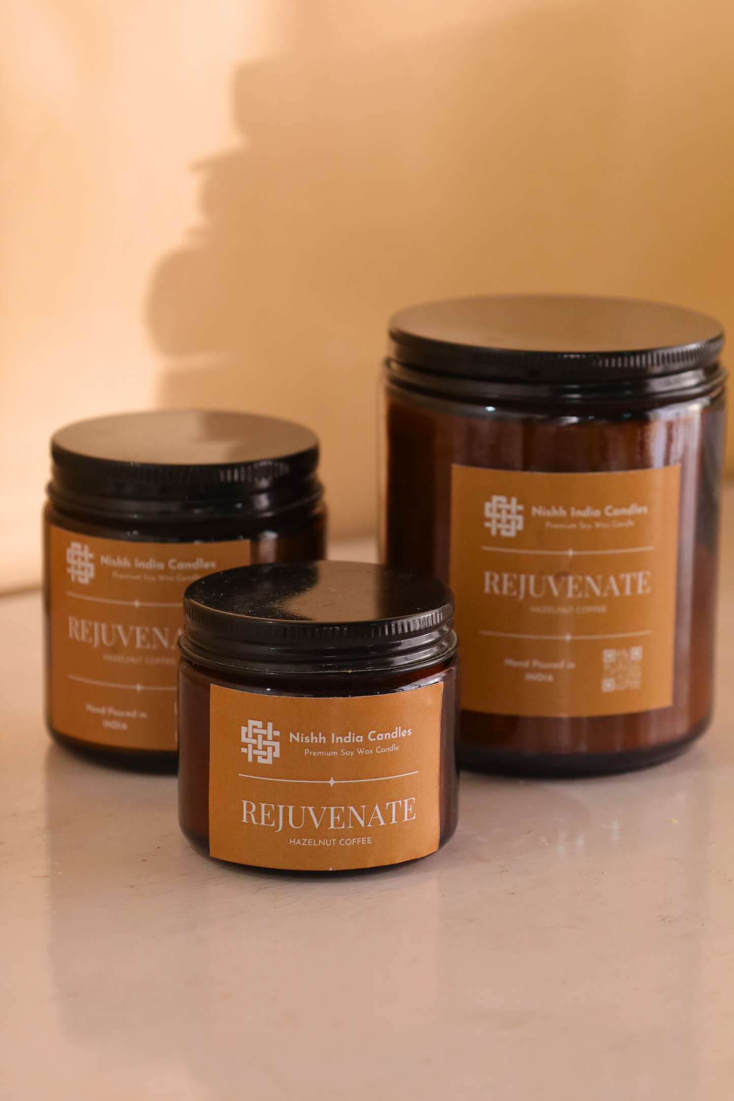REJUVENATE | Amber Jar Handcrafted Candle in HAZELNUT COFFEE Fragnance