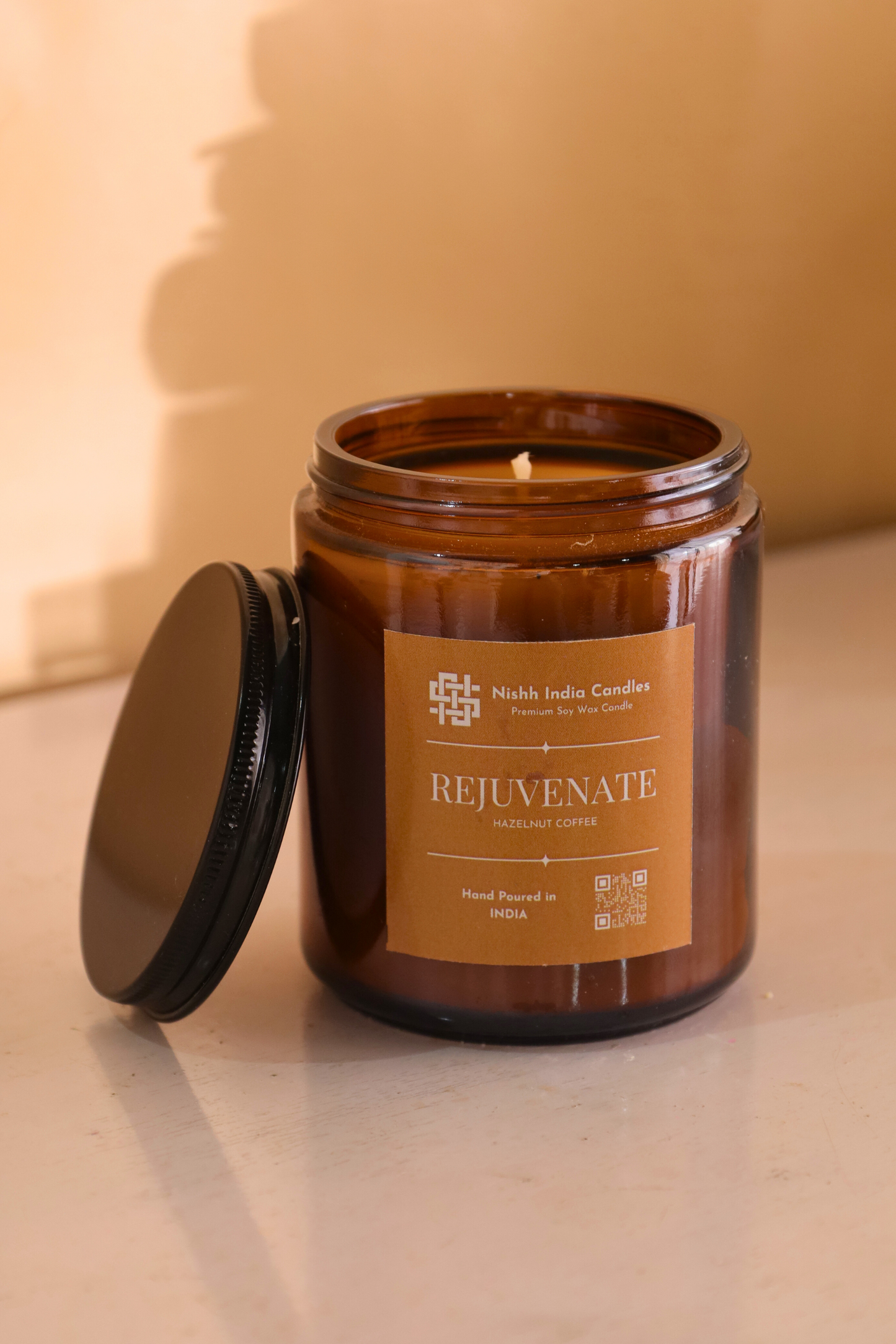 REJUVENATE | Amber Jar Handcrafted Candle in HAZELNUT COFFEE Fragnance