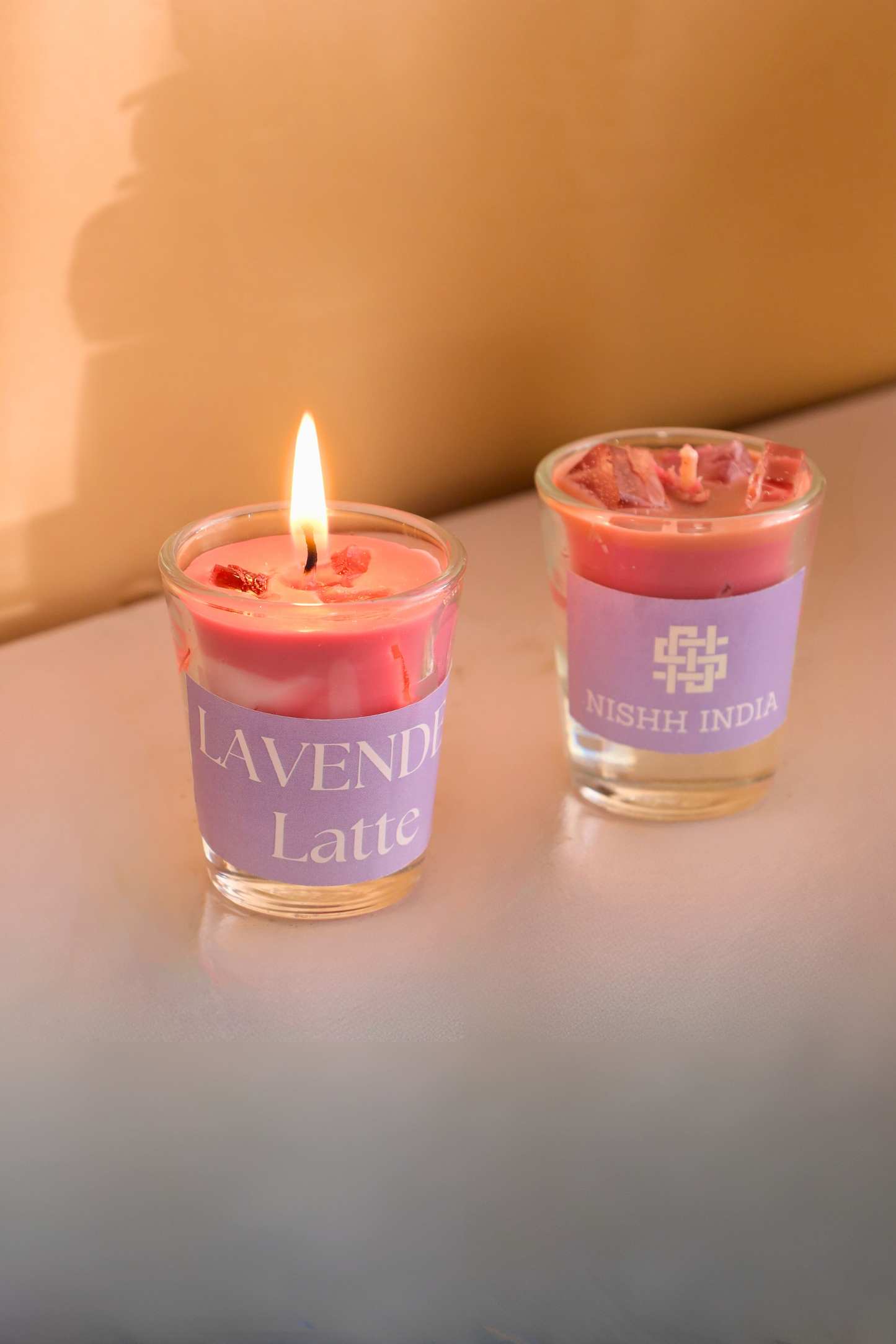 LAVENDER LATTE | Handcrafted Iced Coffee Scented Candle in Shot Glass - Set of 4