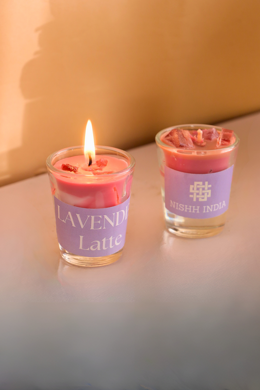 LAVENDER LATTE | Handcrafted Iced Coffee Scented Candle in Shot Glass - Set of 4