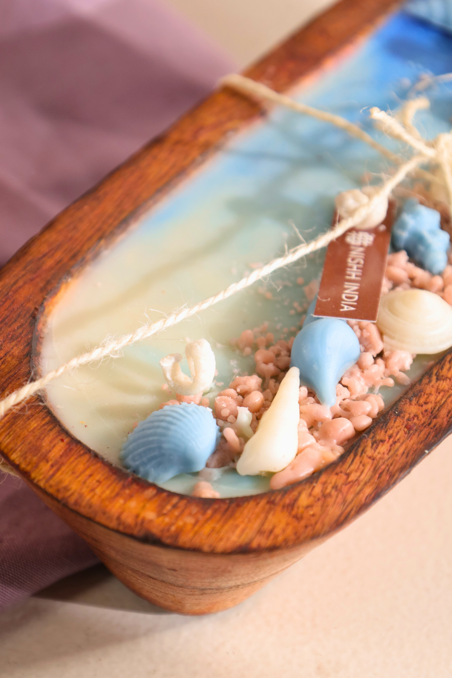 SAGAR | Ocean Inspired Wooden Bowl Candle | Very Vanilla