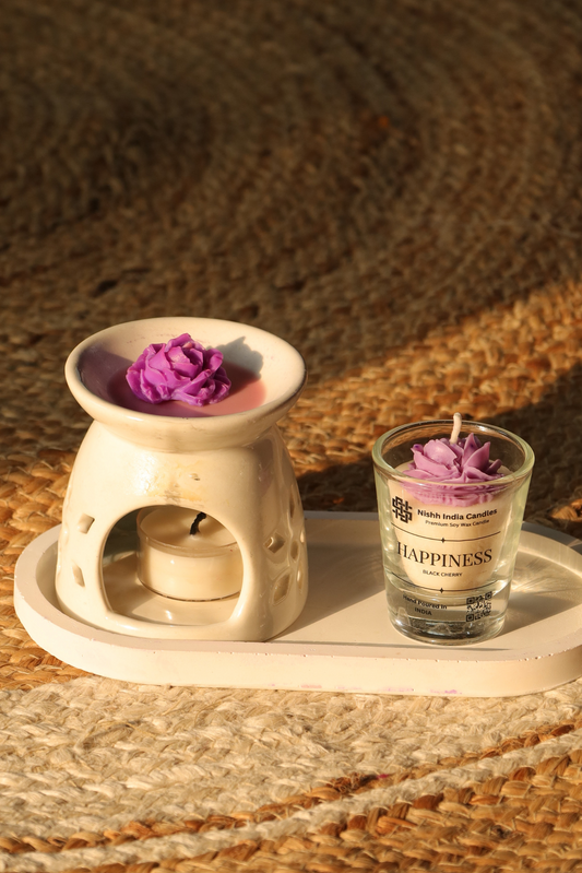 NOOR | Scented Shot Glass Candle with Rose Flower