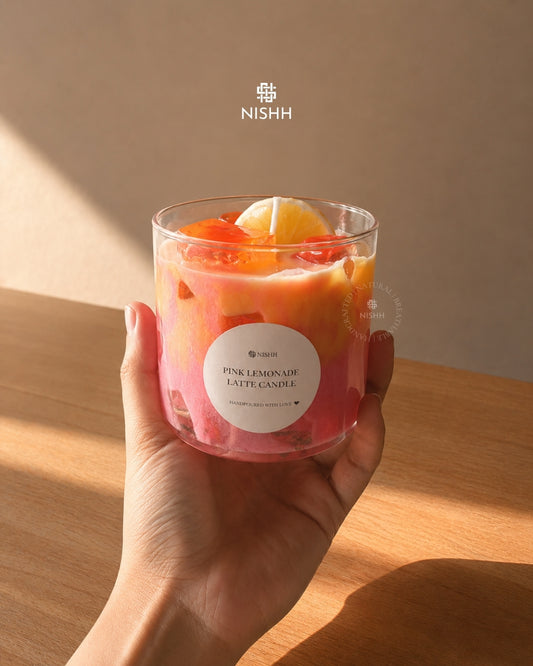 Pink lemonade iced latte candle