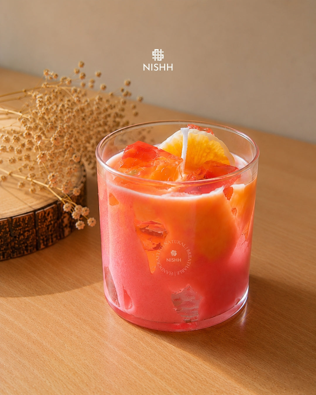 Pink lemonade iced latte candle