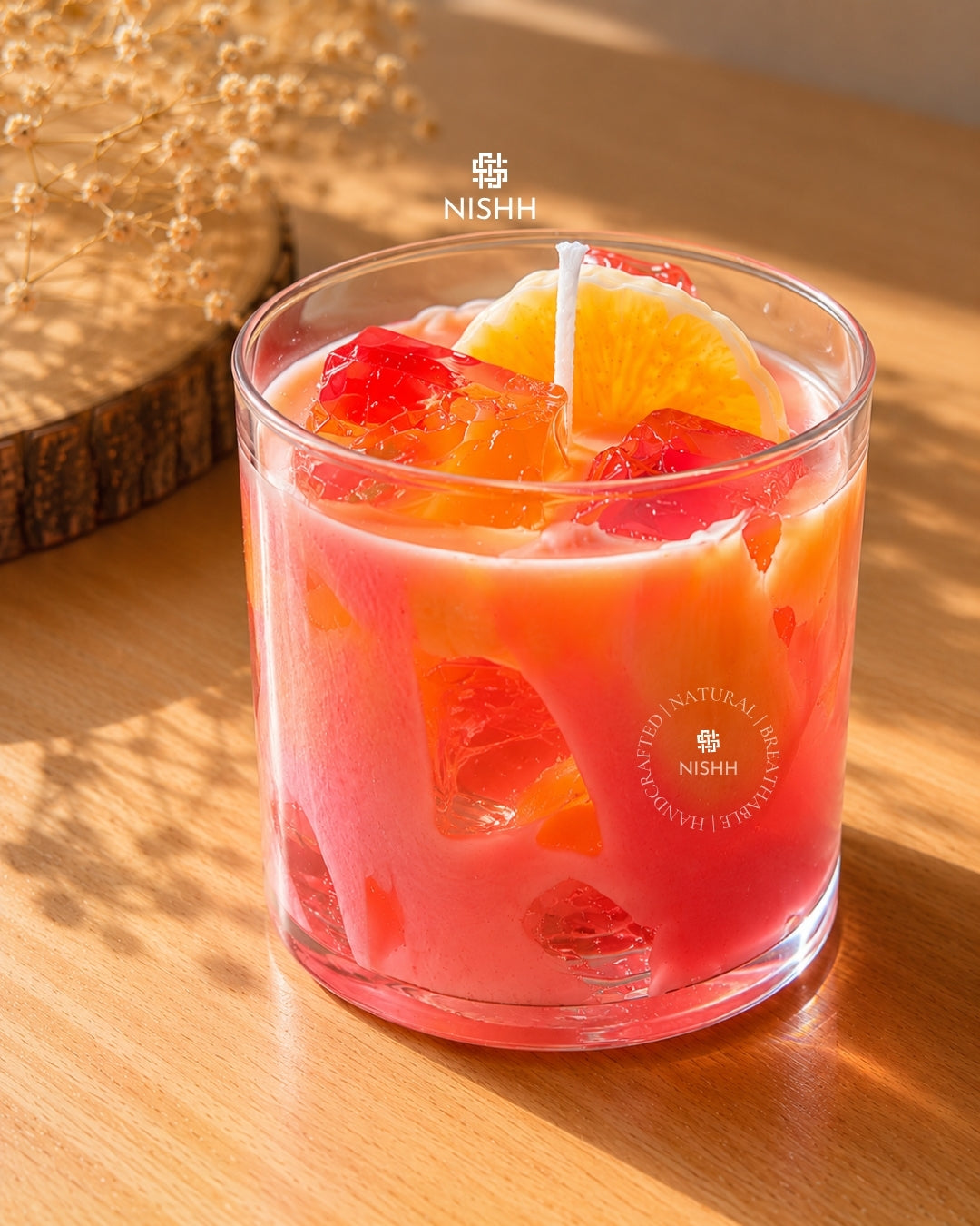 Pink lemonade iced latte candle