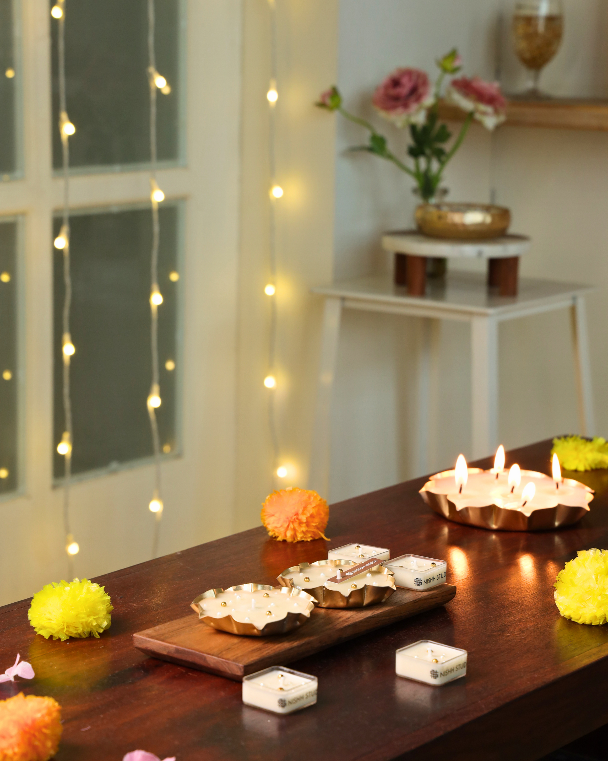 Elegant Diwali urli candle in gift packaging for corporate gifting