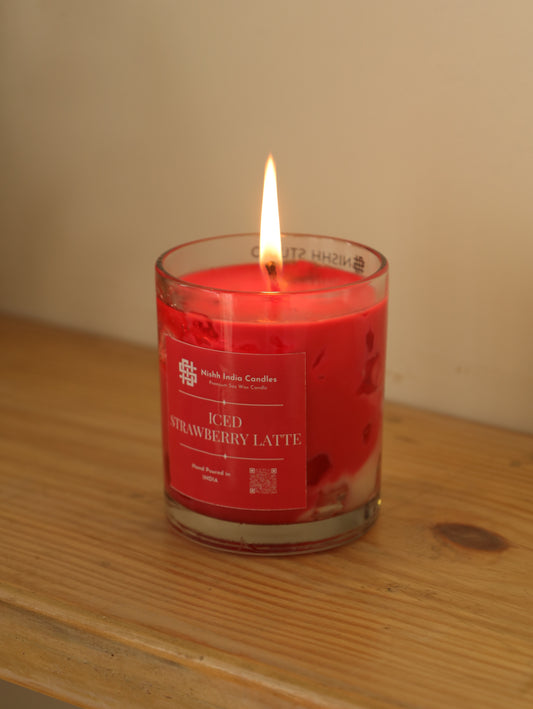 STRAWBERRY LATTE | Handcrafted Iced STRAWBERRY Latte Scented Candle
