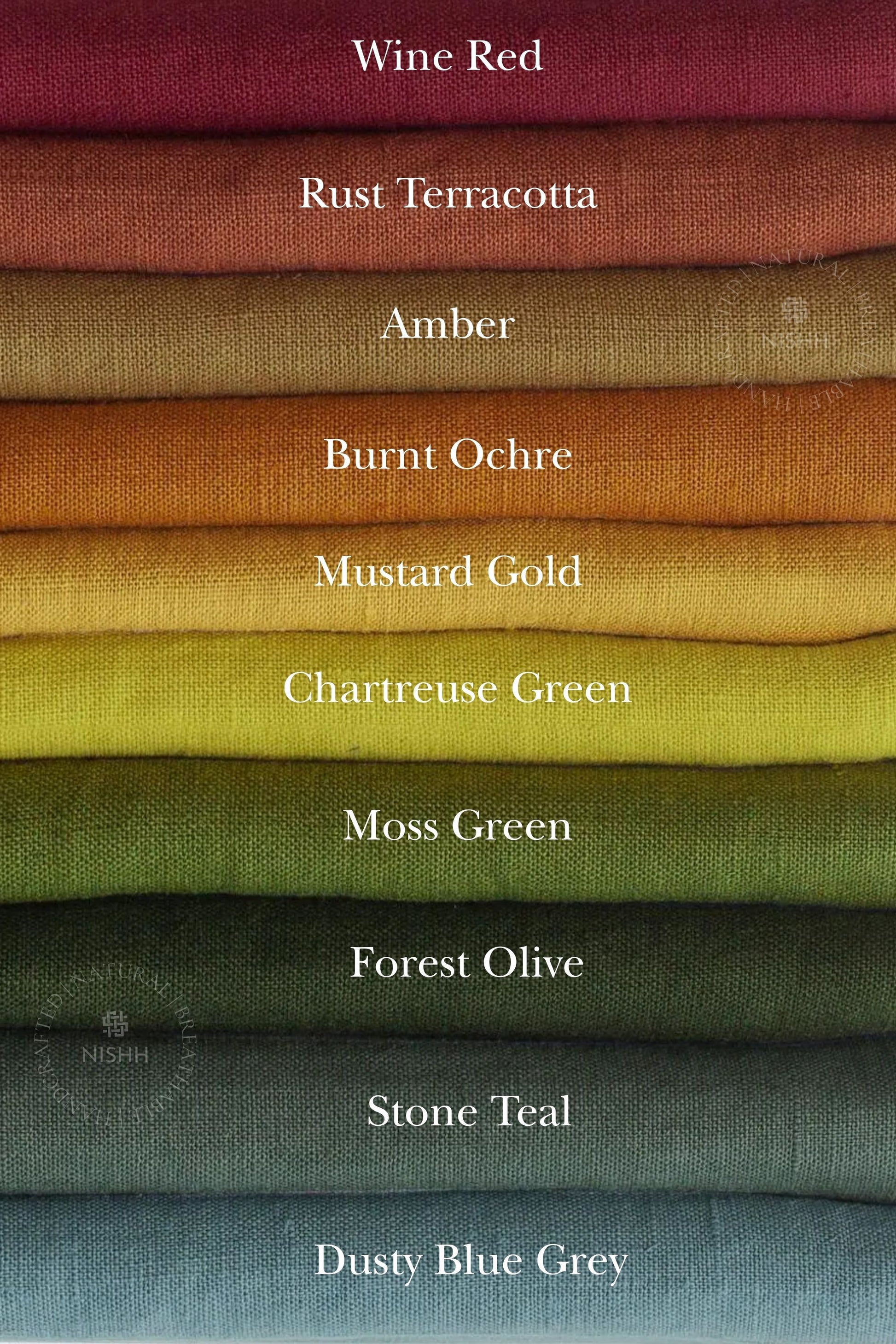 Premium linen fabric colour swatch displaying natural fibres and woven texture for handcrafted curtains, drapes, and window furnishings