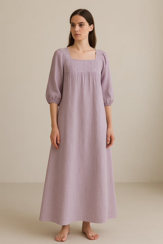 ELOWEN | Pleated Linen Maxi Dress