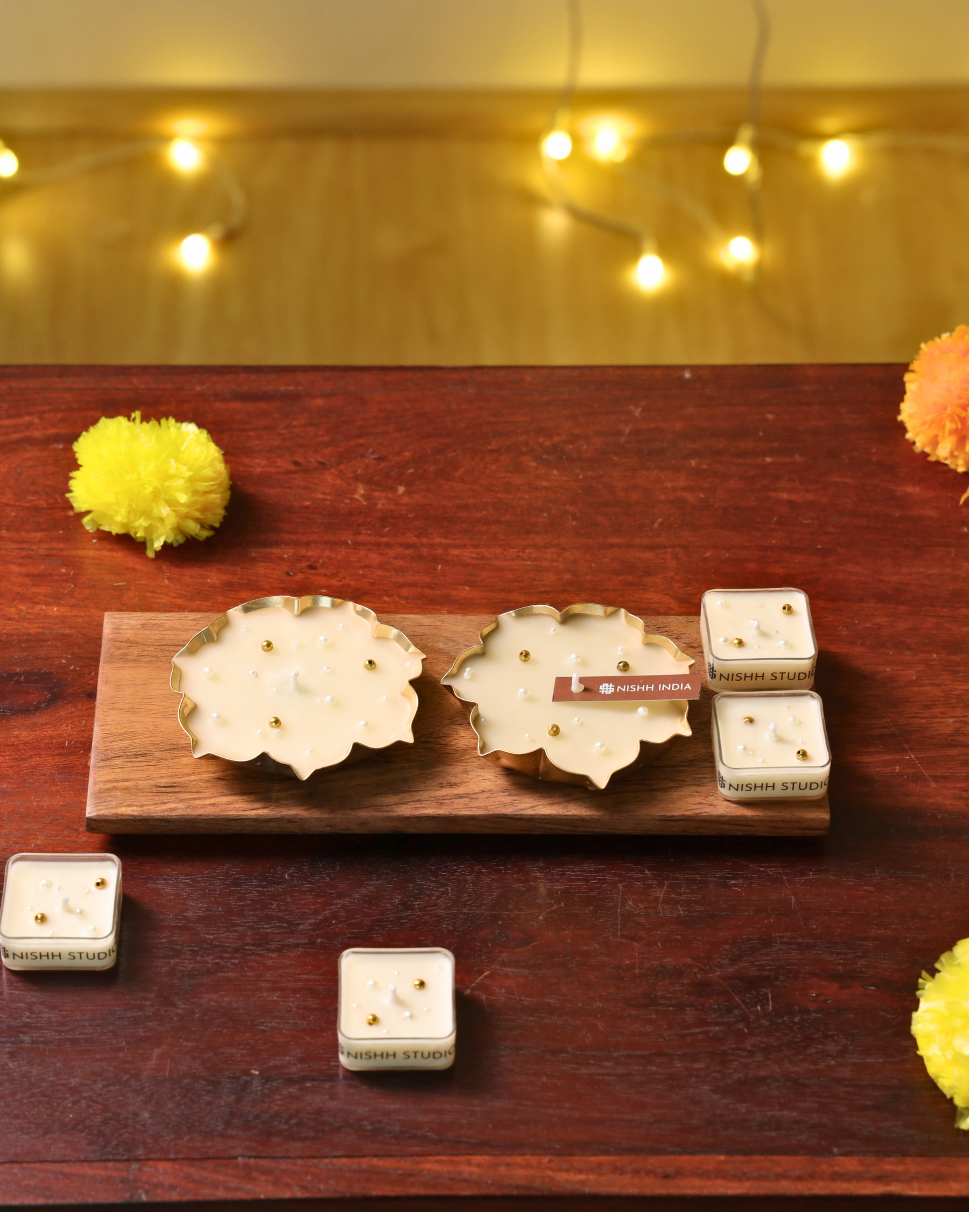 Traditional Indian urli candle with aromatic wax for Puja room decor