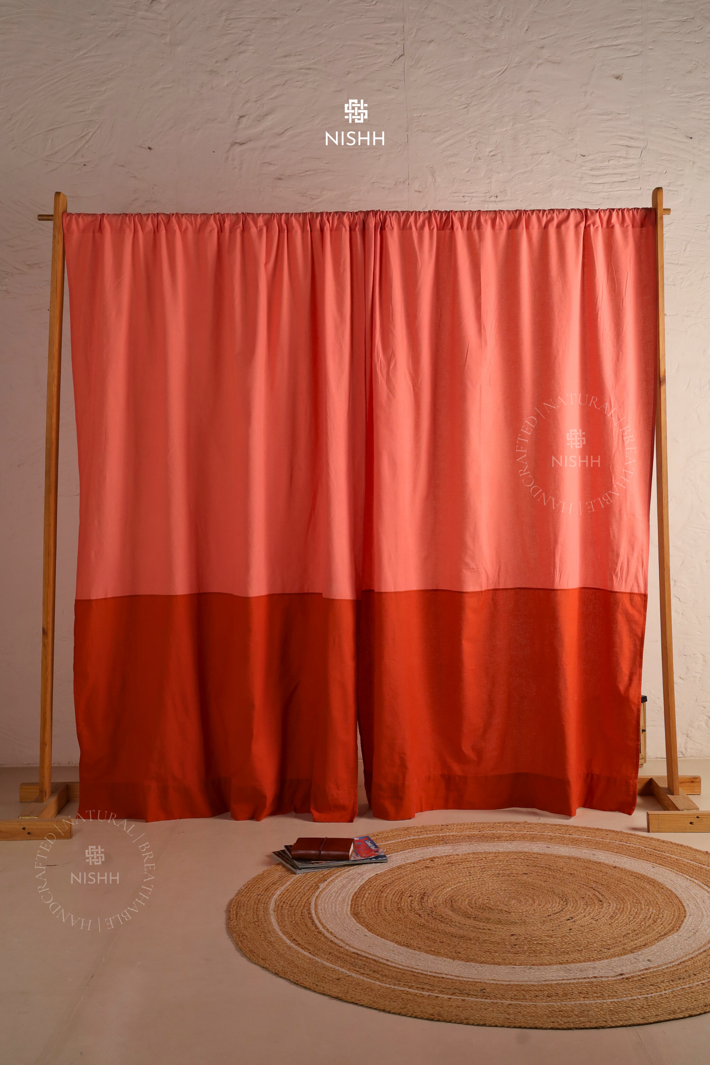 BALANCE | Linen Curtain – Two-Tone Natural Linen Rod Pocket Curtain | Single Panel