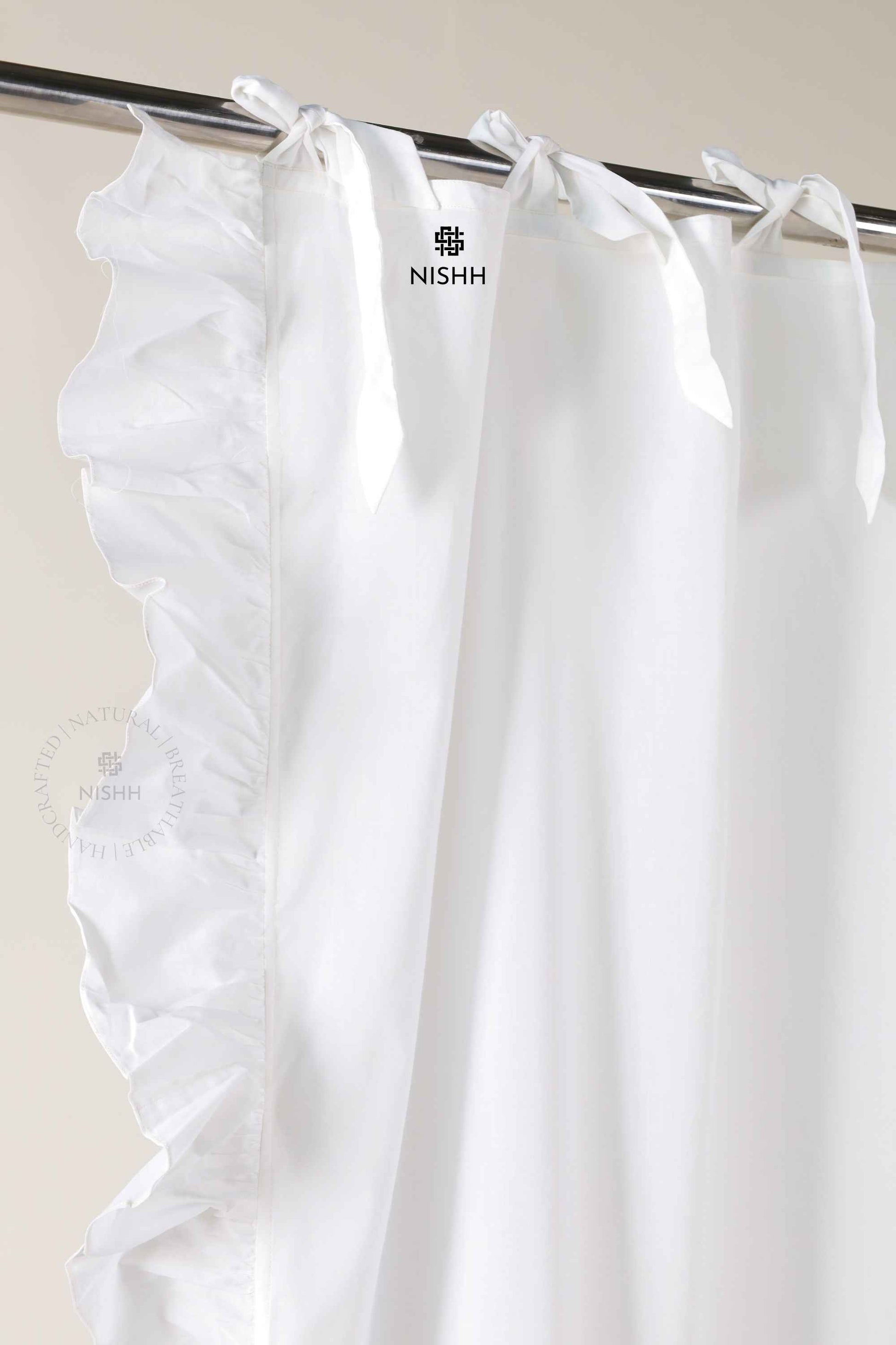 Calmcrest linen curtains showing different hanging style options