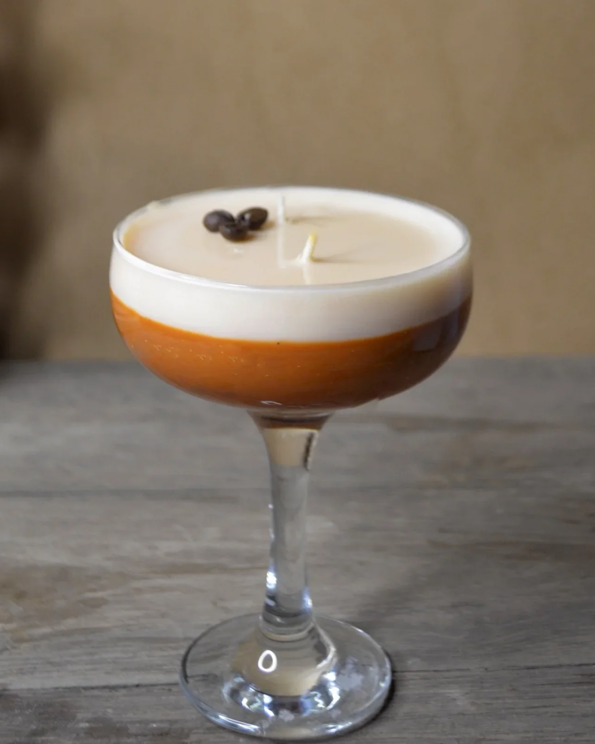 Espresso Martini cocktail-inspired coffee scented candle with bold, aromatic fragrance