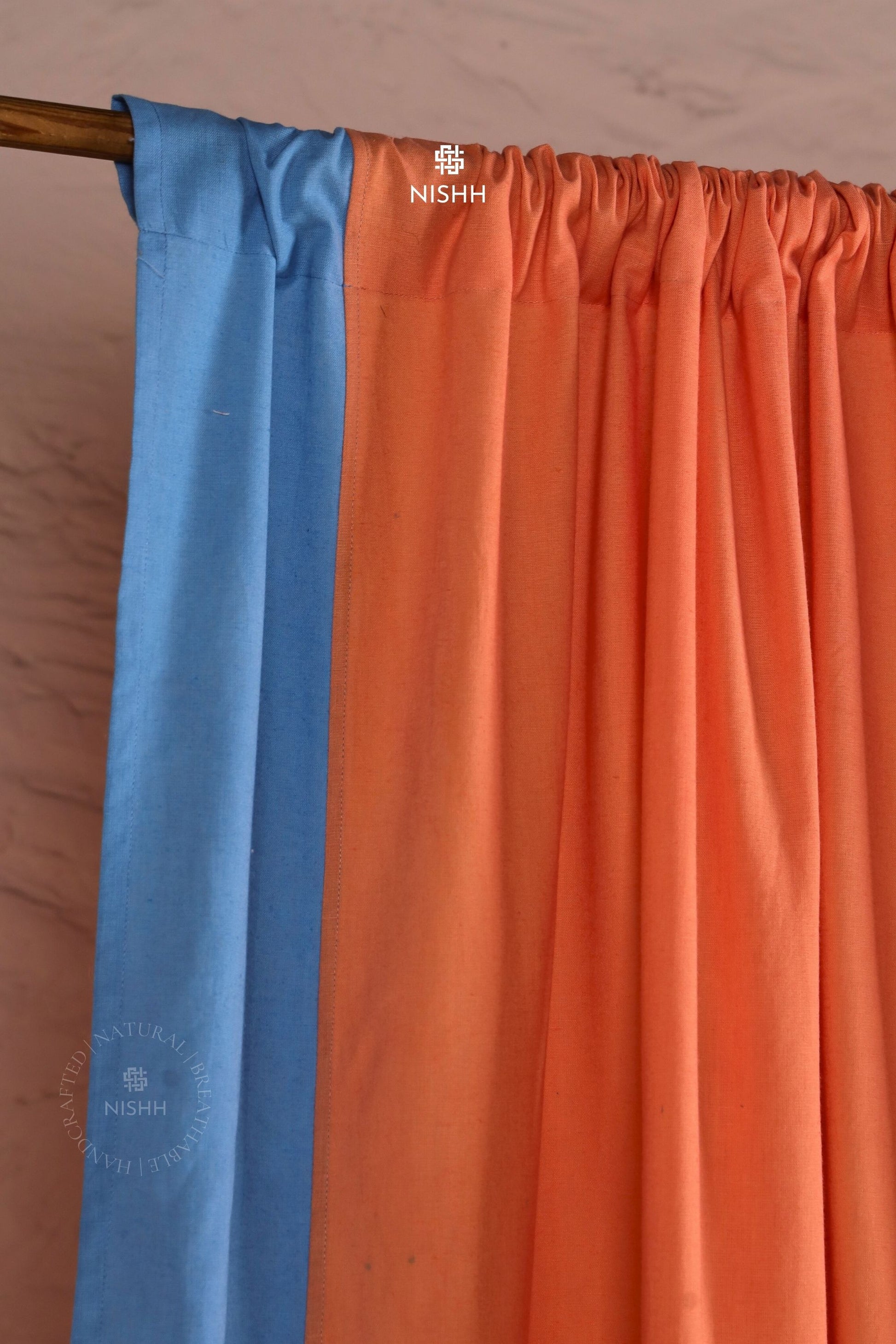 Linen curtain with contrast side panels for contemporary interiors