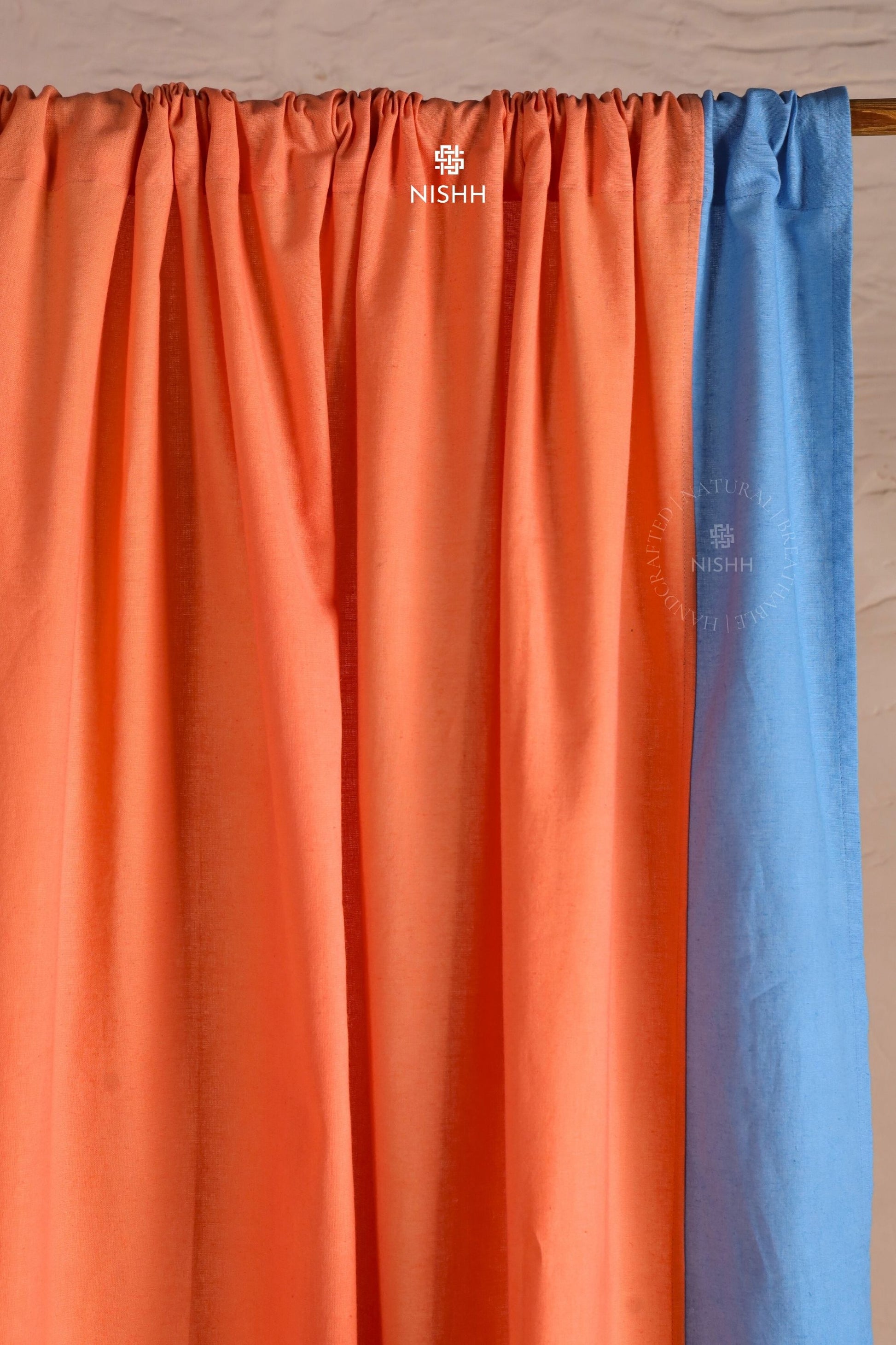 Modern linen window curtains handcrafted in India