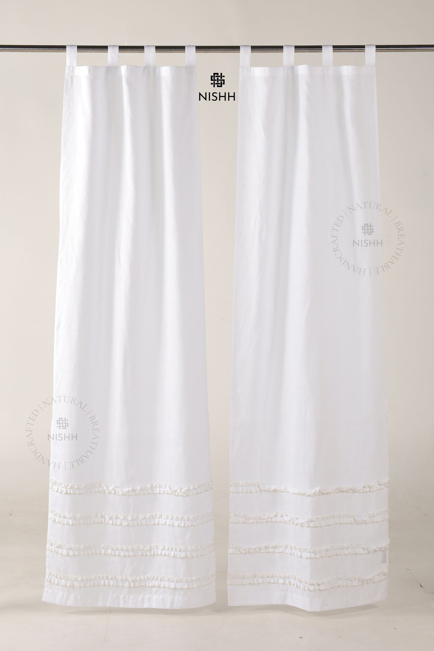 Horizon ruffle curtain in custom size and colour, premium made to order curtains with soft ruffle detailing by Nishh