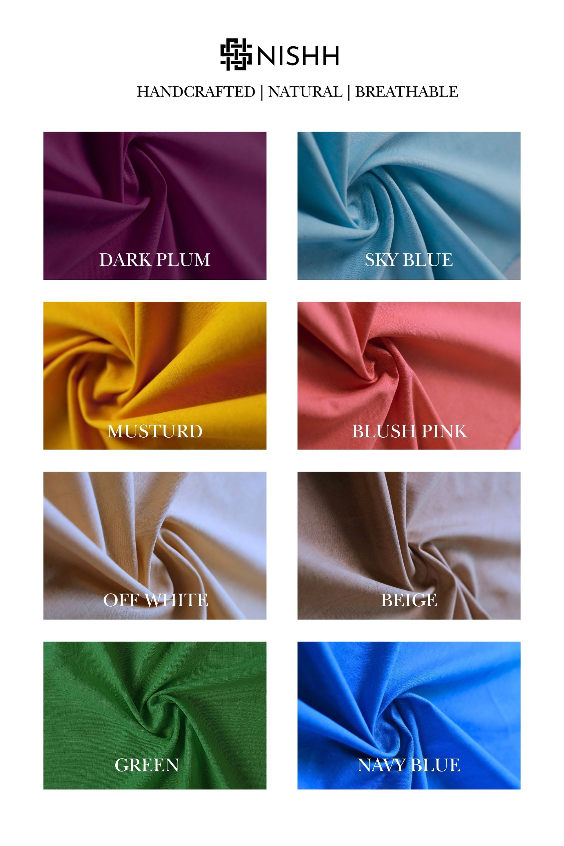 Neutral colour linen fabric swatches including ivory, beige and sand, linen fabric options for custom curtains