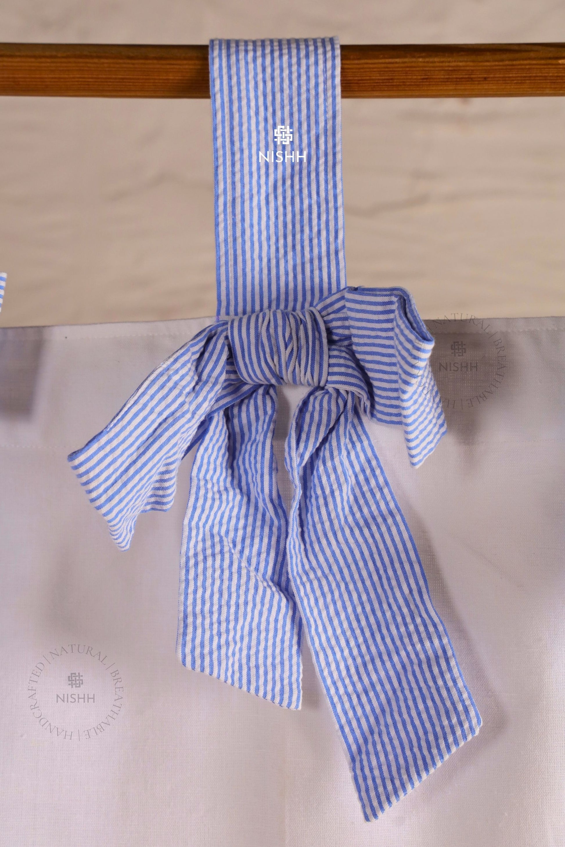 Handcrafted linen curtain detailing with breathable sheer fabric