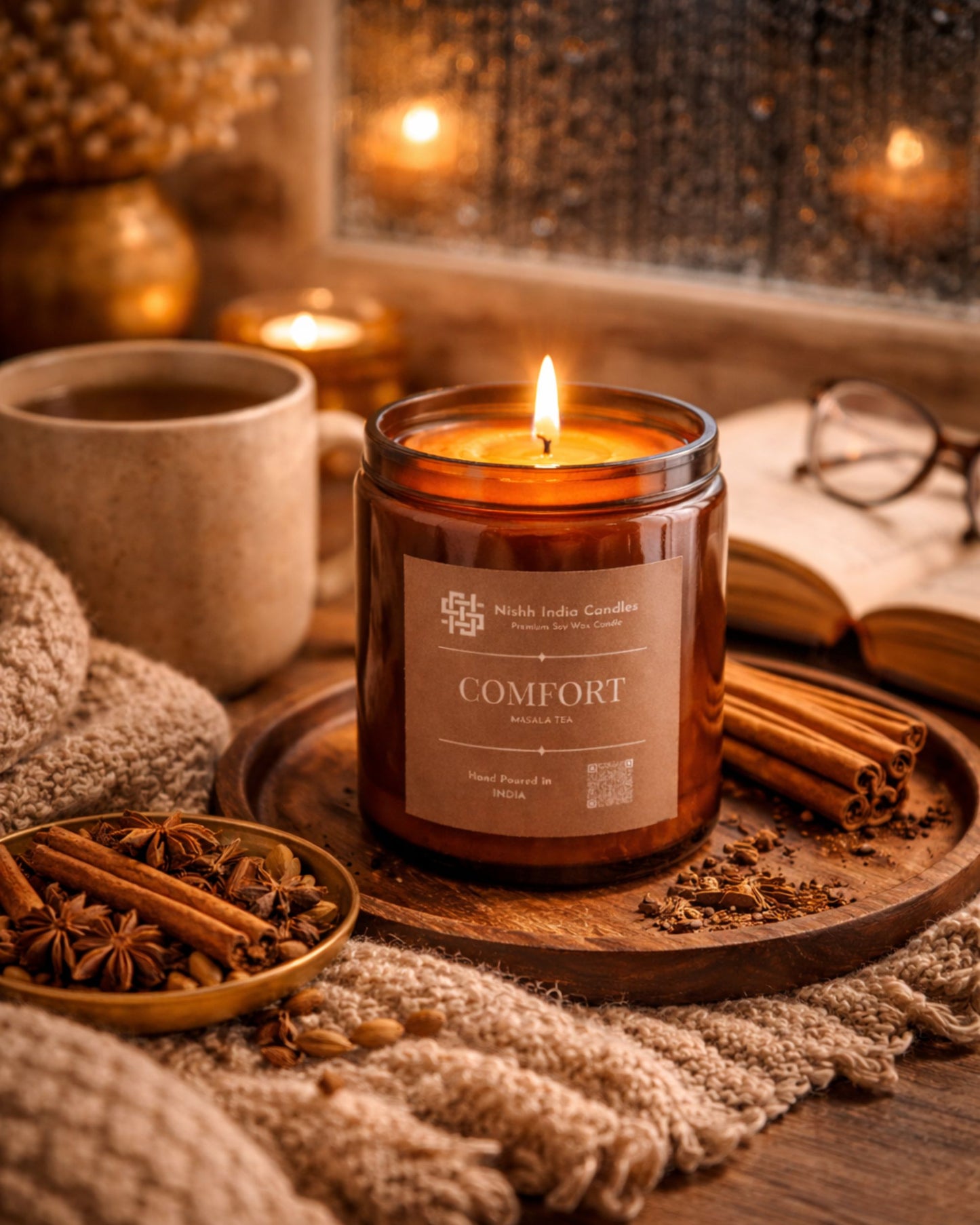 COMFORT | Amber Jar Handcrafted Candle in Masala Chai Fragnance