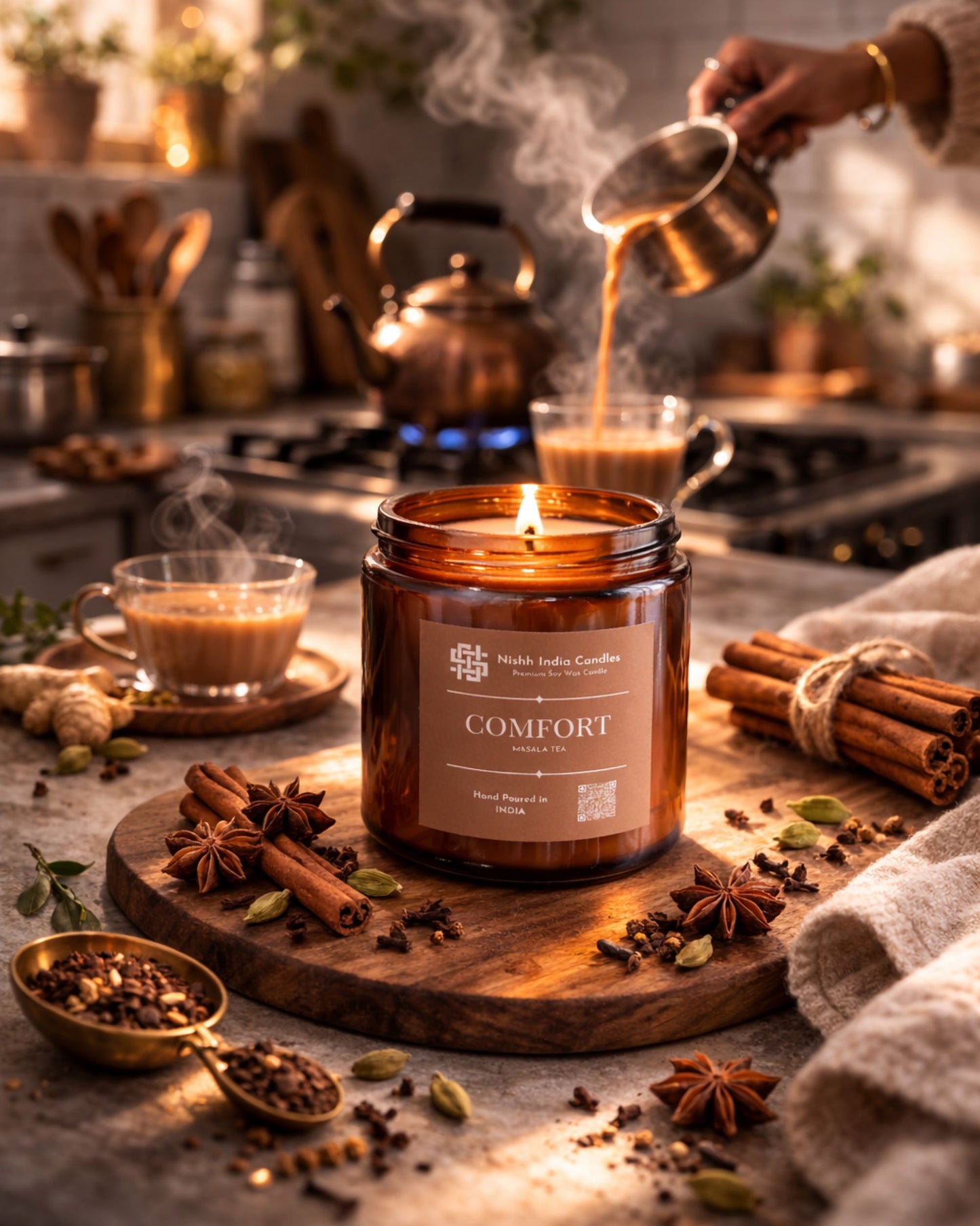 COMFORT | Amber Jar Handcrafted Candle in Masala Chai Fragnance