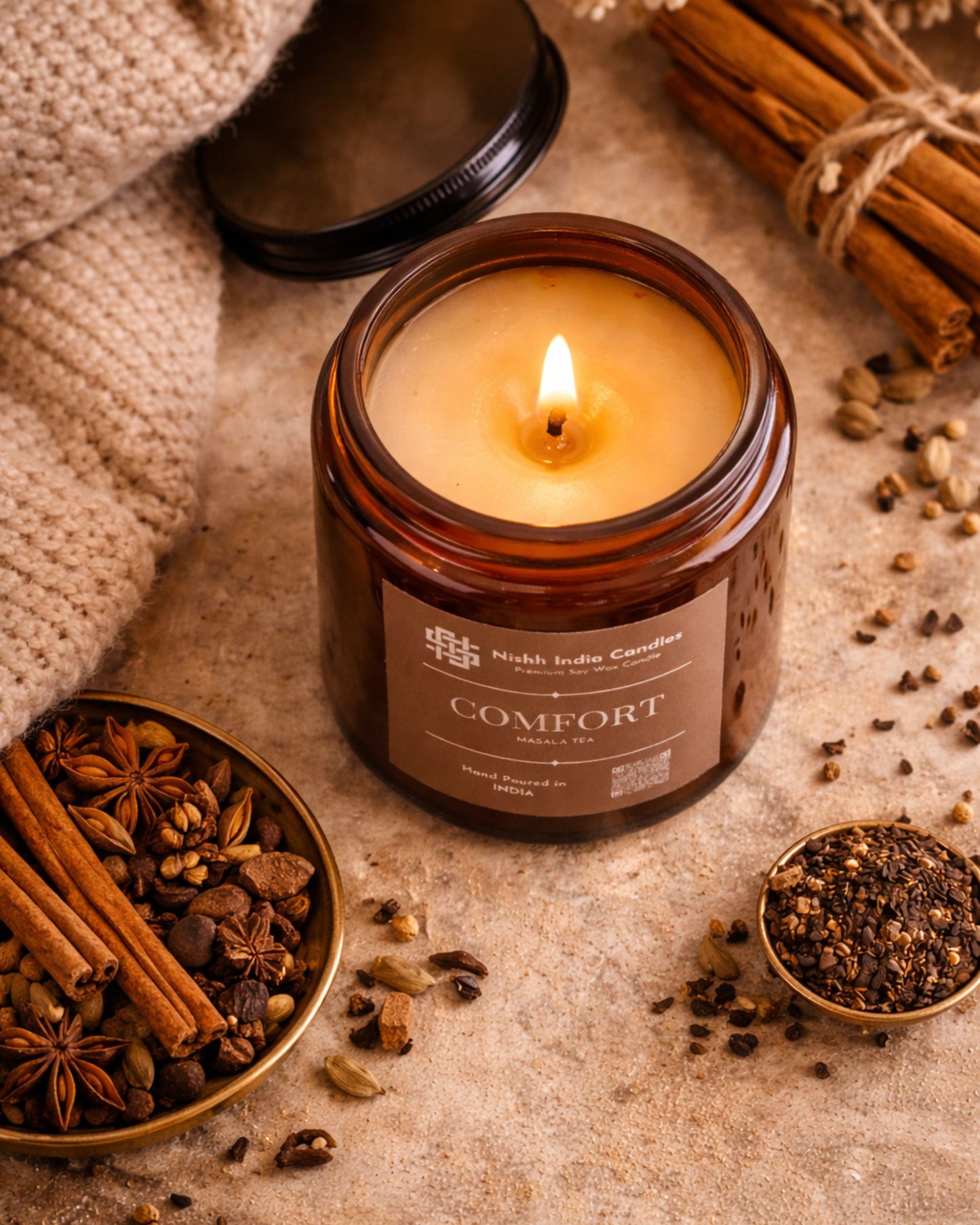 COMFORT | Amber Jar Handcrafted Candle in Masala Chai Fragnance