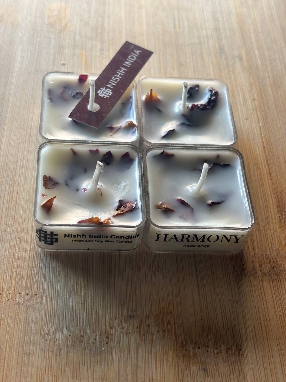 GULPATRA | Handcrafted Square Tea-Light Candle with Rose Petals