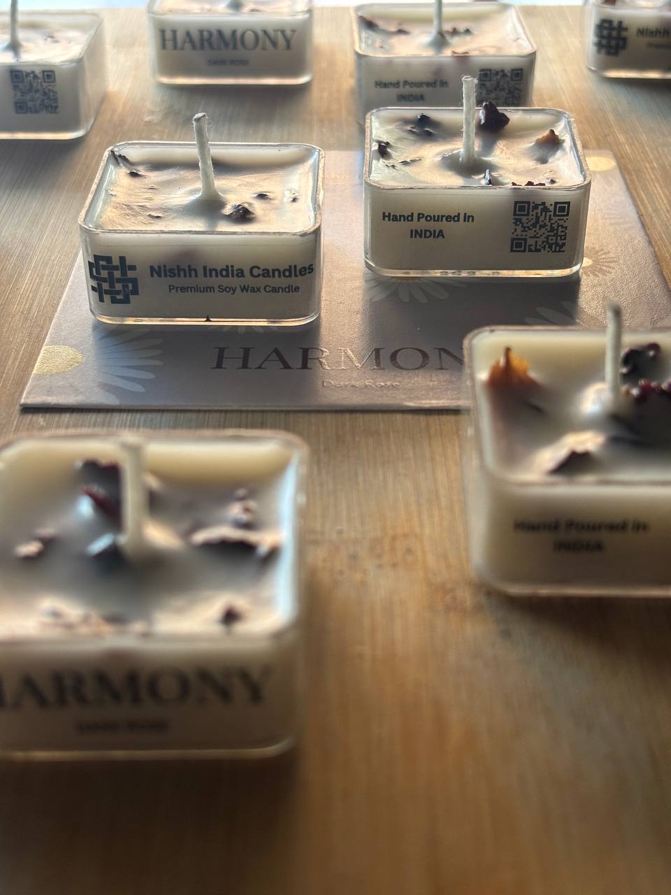 GULPATRA | Handcrafted Square Tea-Light Candle with Rose Petals