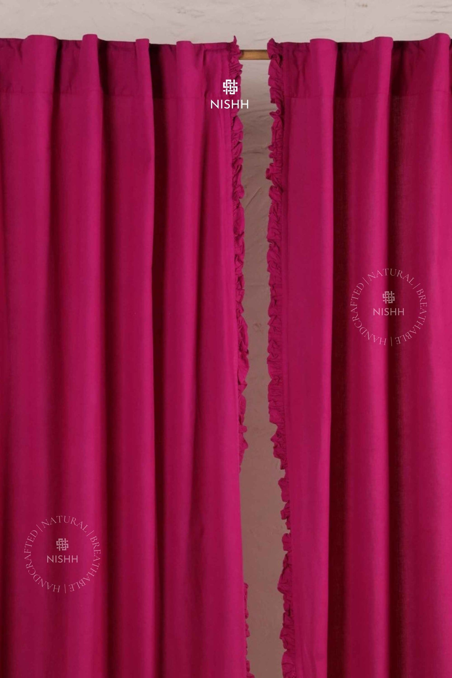 Premium linen fabric texture of Plume frill linen curtains