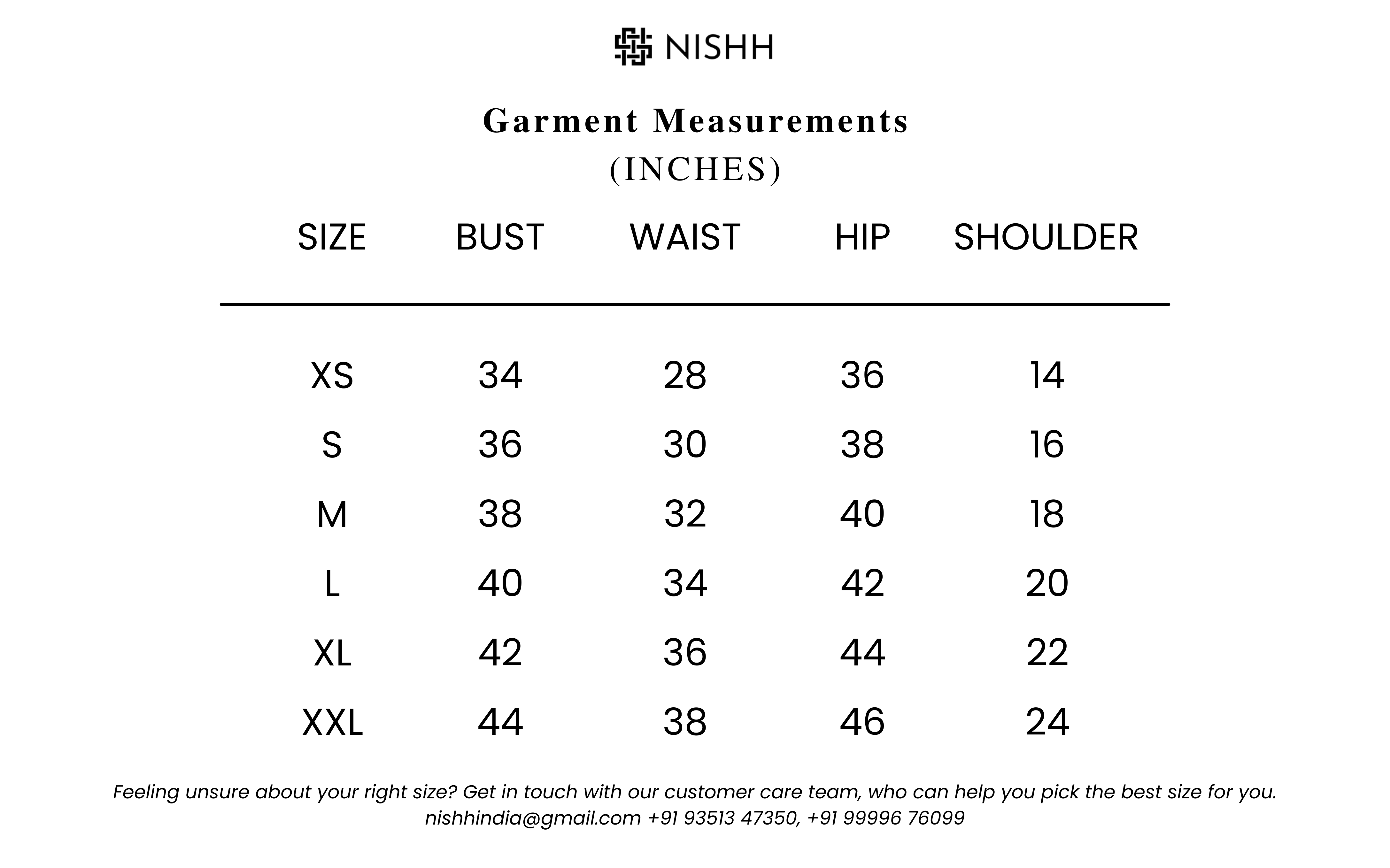 Size Guide – Nishh India